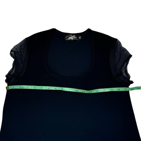 SYMPLI Navy Blue Mesh Detail Tunic Top Size 8 Womens Jersey Knit Lagenlook - Picture 8 of 9